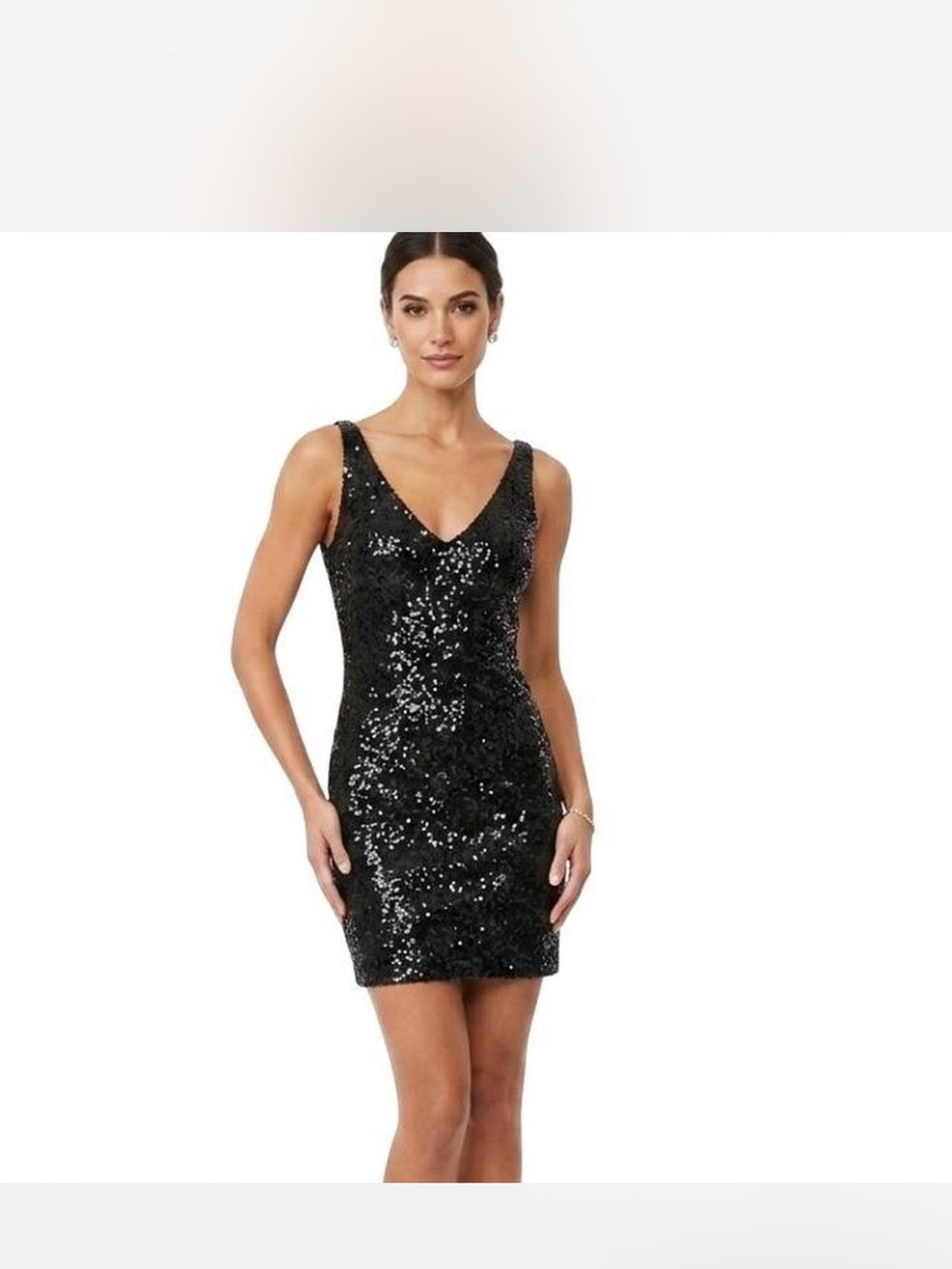 Lulu's Black Sequin Bodycon Sexy Little Black Women’s Cocktail Dress